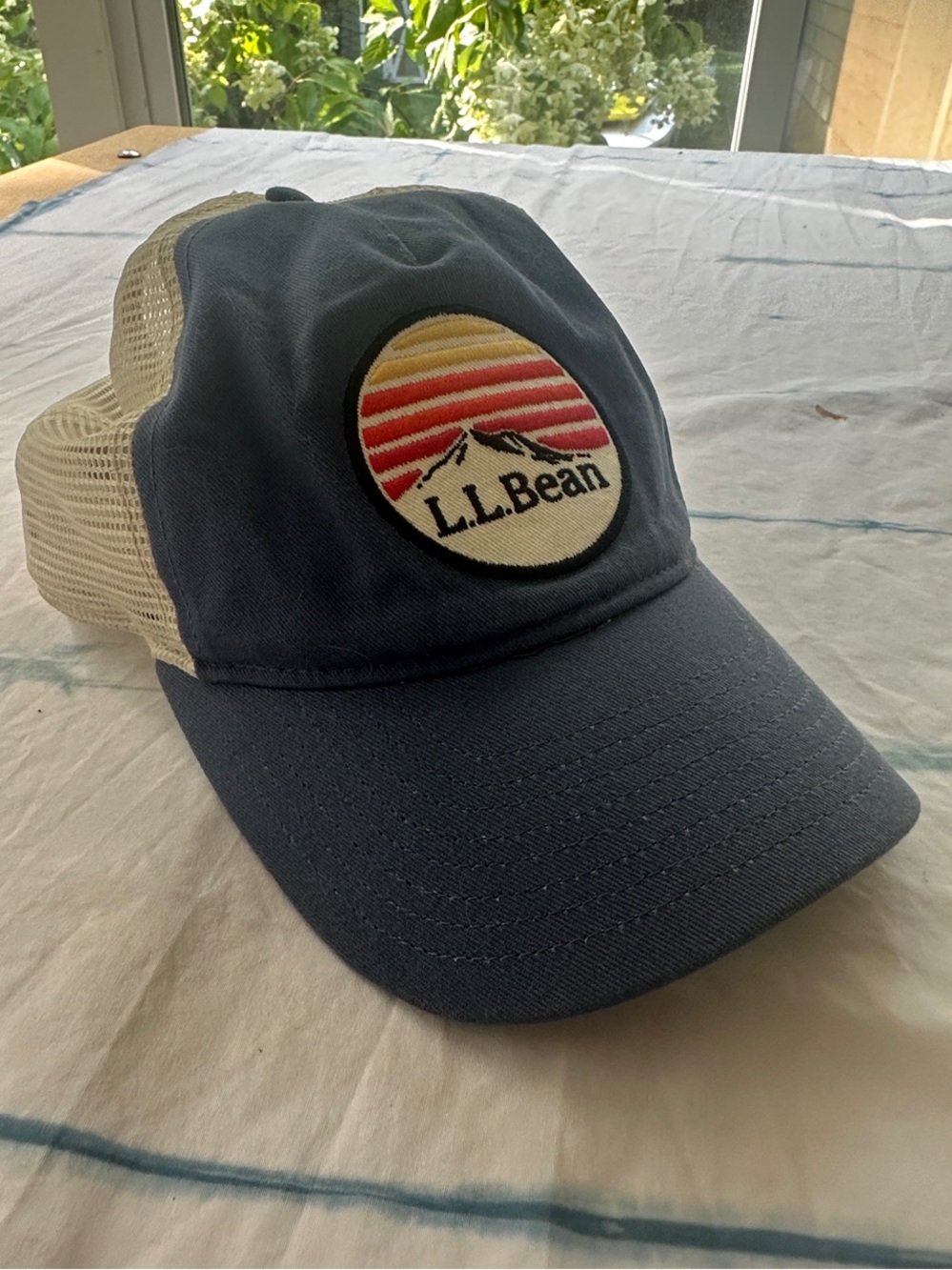 L.L. Bean Blue & White SnapBack Mesh Ballcap with Sunset Patch